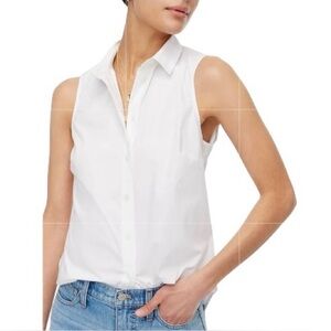 J. Crew Perfect Fit Sleeveless White Cotton Blend Button Up Blouse NWT XXSP